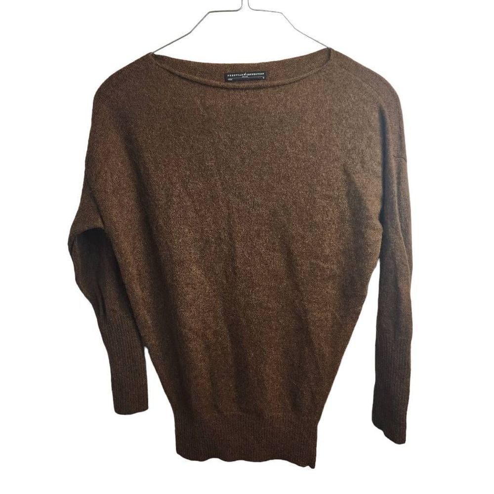 Peruvian Connection Aspen Tunic Brown Woolen Royal Alpaca Sweater Size Medium